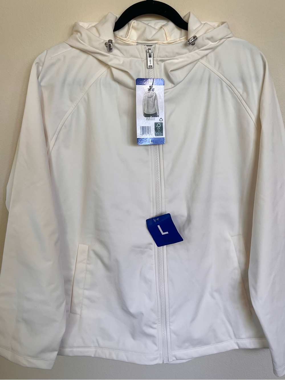Women's Lightweight Hooded Jacket Cream - Large